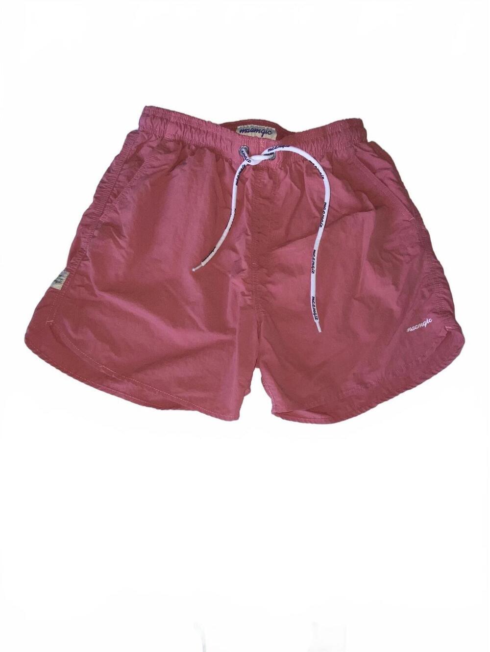 maamgic Men's Pink Swim Trunks with Elastic Waistband and Back Pocket, Size M